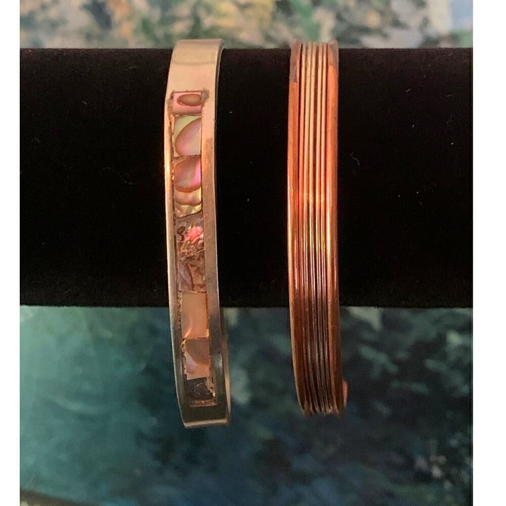 Hechoen Mexican Silver Cuff and Silver-Copper Cuff, Set of 2